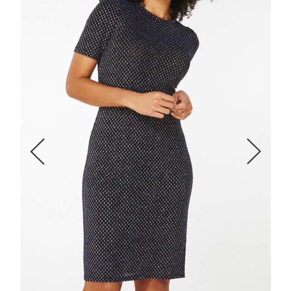 Navy Glitter Diamond Patterned Bodycon Party Dress